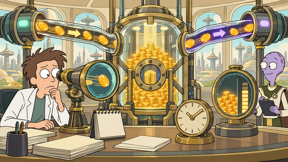 A researcher compares incoming and outgoing coins with a vault’s reserves.