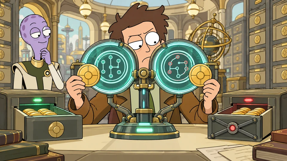A detective compares similar-looking coins with different geometric connections.