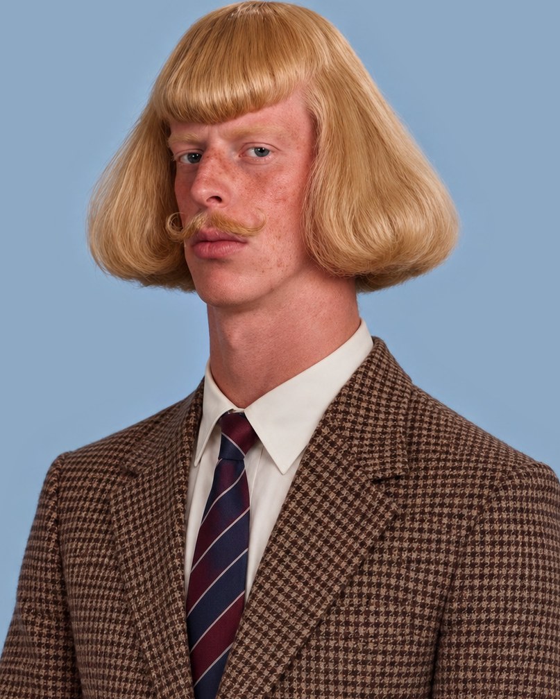Jean Phil with blond hair and a curled moustache