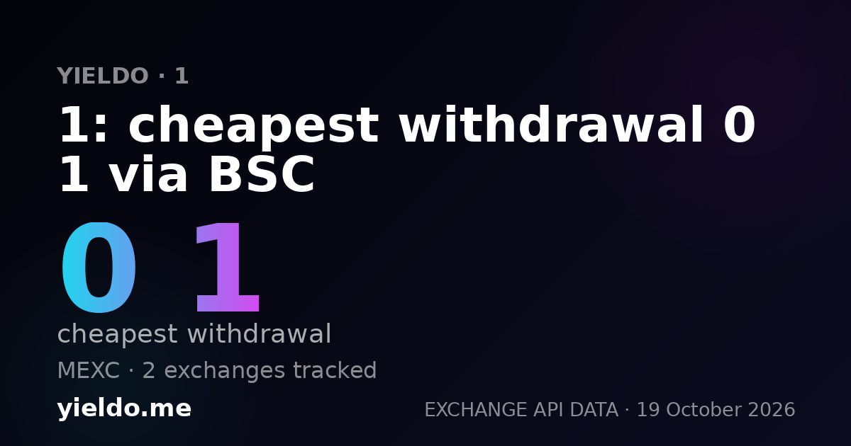 1: cheapest withdrawal 0 1 via BSC