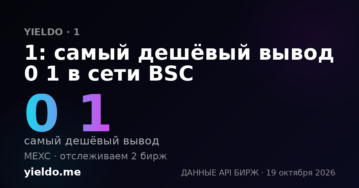 1: самый дешёвый вывод 0 1 в сети BSC