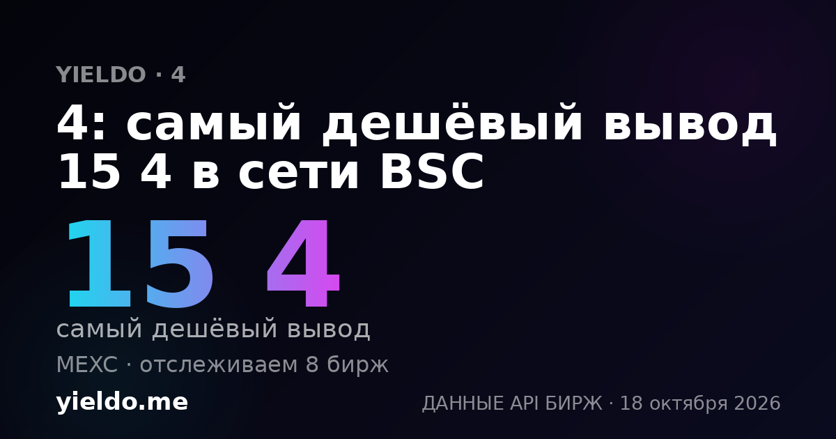 4: самый дешёвый вывод 15 4 в сети BSC