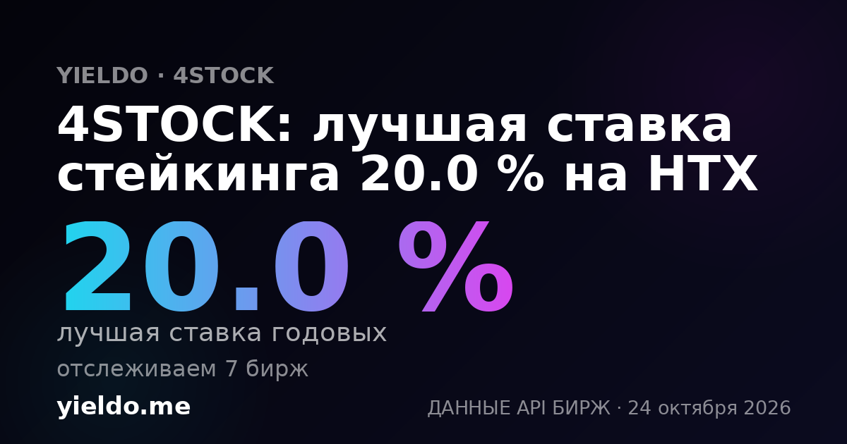 4STOCK: лучшая ставка стейкинга 20.0 % на HTX