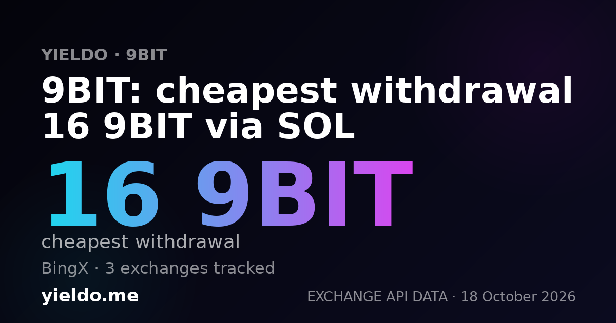 9BIT: cheapest withdrawal 16 9BIT via SOL