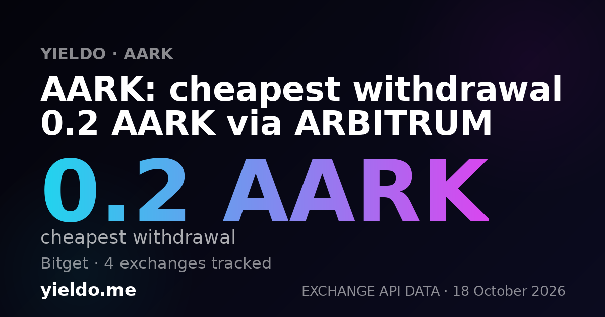 AARK: cheapest withdrawal 0.2 AARK via ARBITRUM