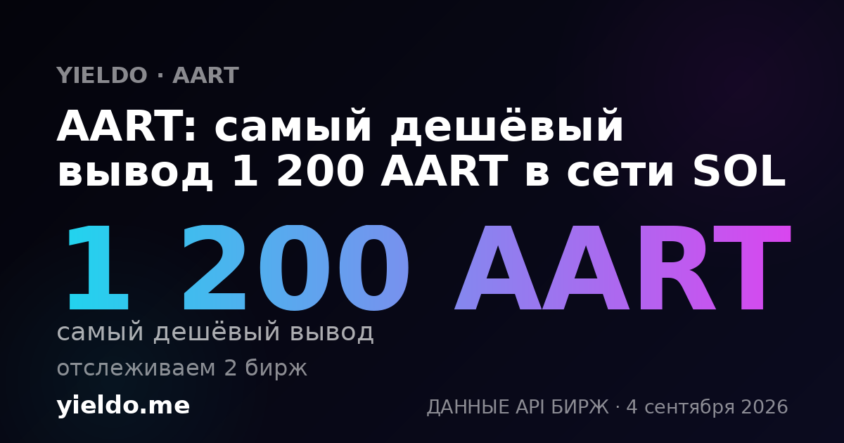 AART: самый дешёвый вывод 1 200 AART в сети SOL