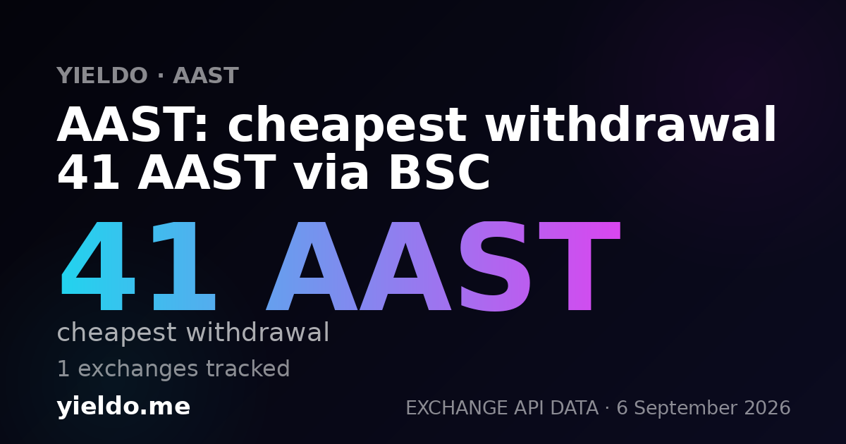 AAST: cheapest withdrawal 41 AAST via BSC