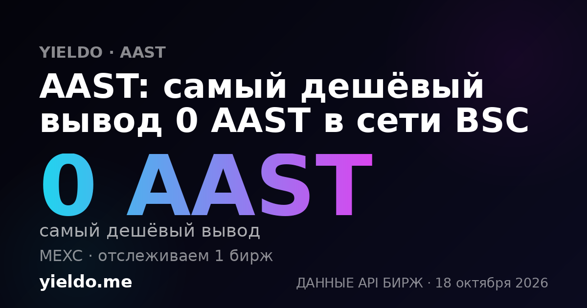AAST: самый дешёвый вывод 0 AAST в сети BSC