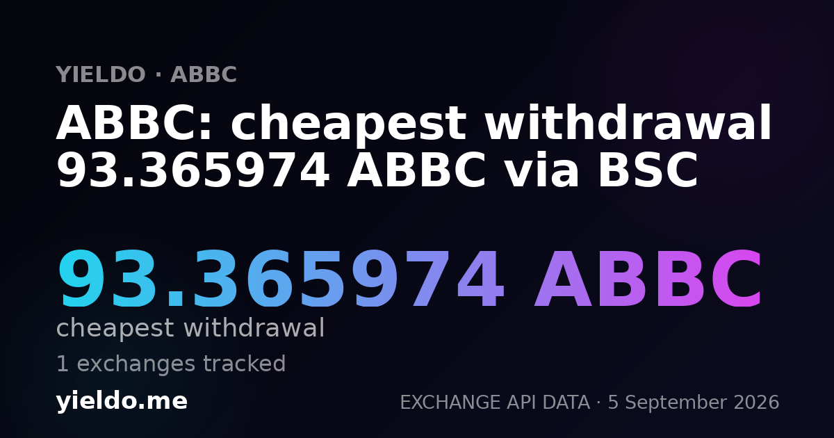 ABBC: cheapest withdrawal 93.365974 ABBC via BSC