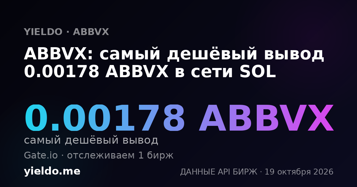 ABBVX: самый дешёвый вывод 0.00178 ABBVX в сети SOL