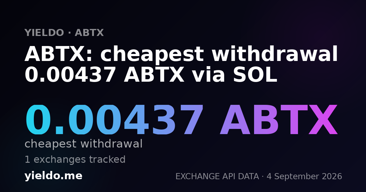 ABTX: cheapest withdrawal 0.00437 ABTX via SOL