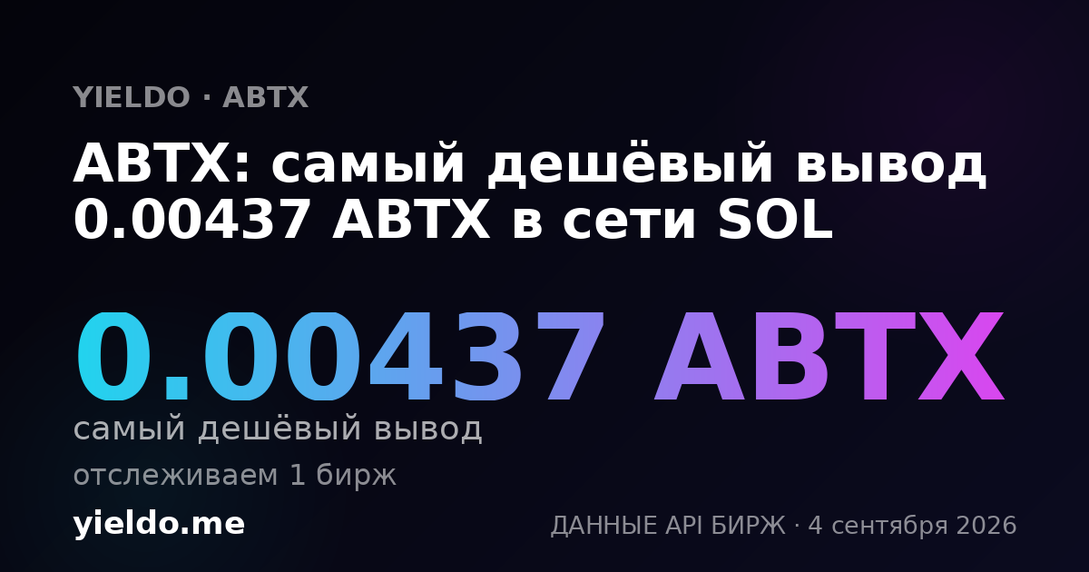 ABTX: самый дешёвый вывод 0.00437 ABTX в сети SOL