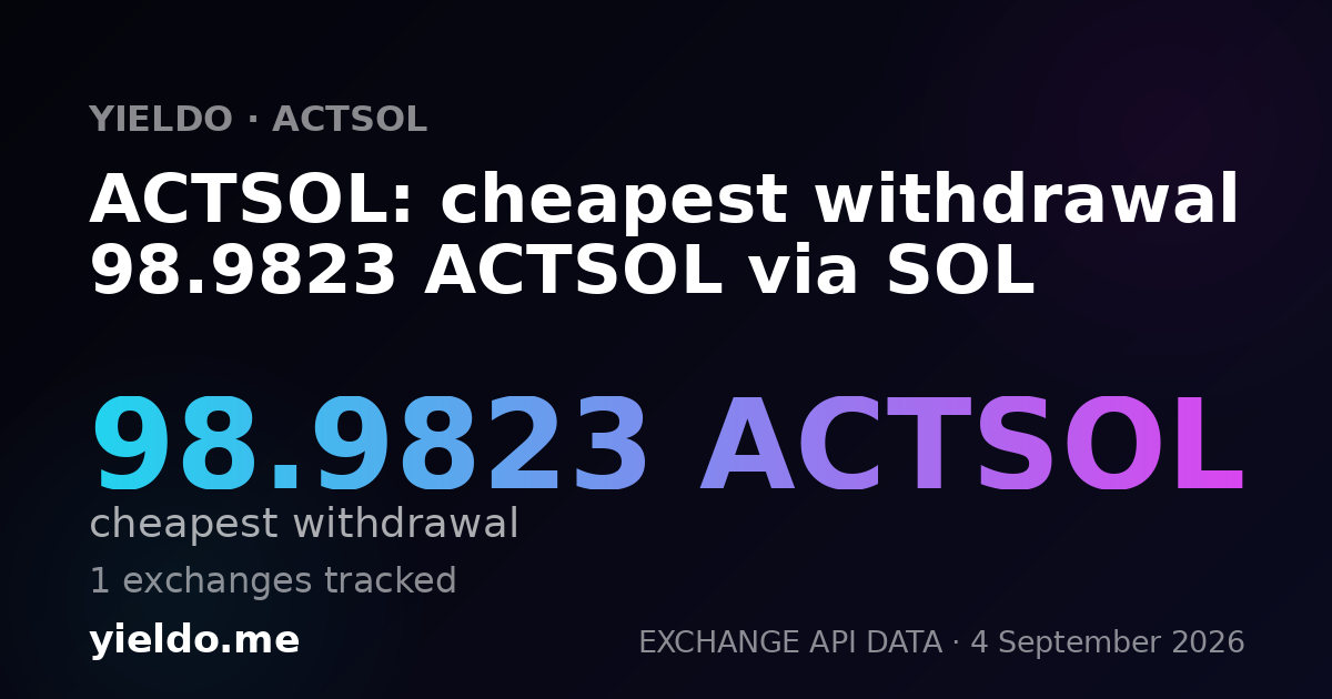 ACTSOL: cheapest withdrawal 98.9823 ACTSOL via SOL