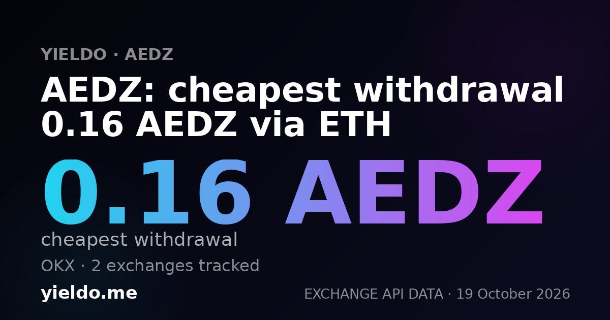 AEDZ: cheapest withdrawal 0.16 AEDZ via ETH