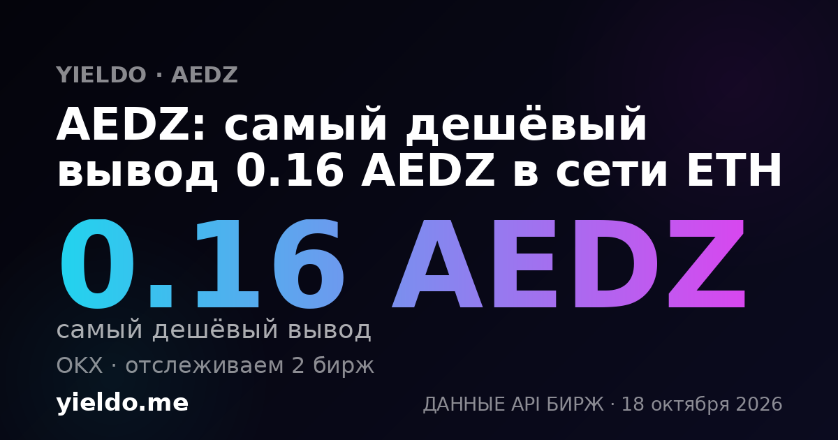 AEDZ: самый дешёвый вывод 0.16 AEDZ в сети ETH