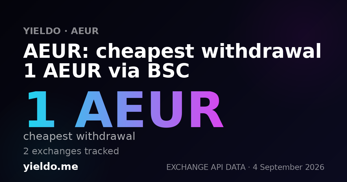 AEUR: cheapest withdrawal 1 AEUR via BSC