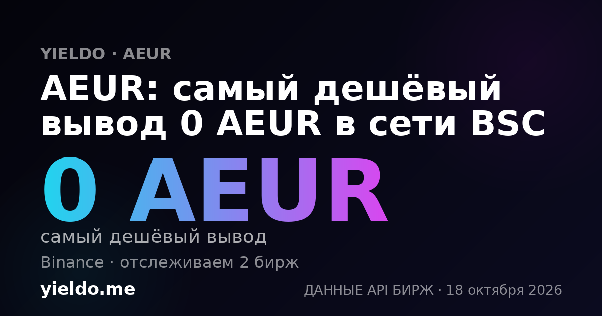 AEUR: самый дешёвый вывод 0 AEUR в сети BSC
