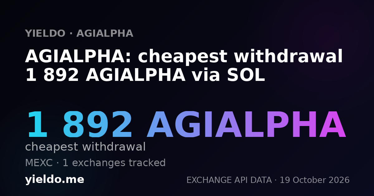 AGIALPHA: cheapest withdrawal 1 892 AGIALPHA via SOL