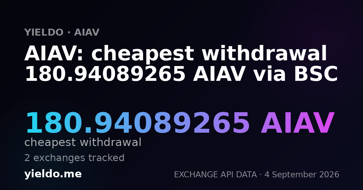 AIAV: cheapest withdrawal 115.29592622 AIAV via BSC