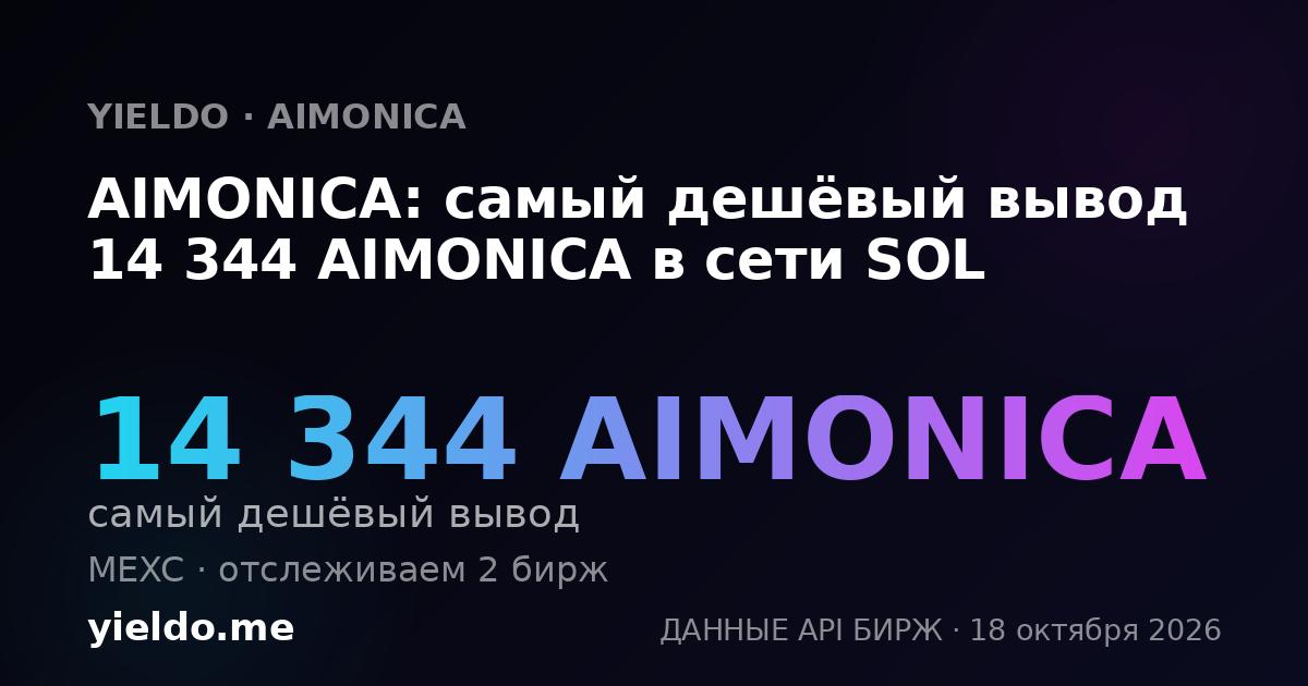 AIMONICA: самый дешёвый вывод 14 344 AIMONICA в сети SOL