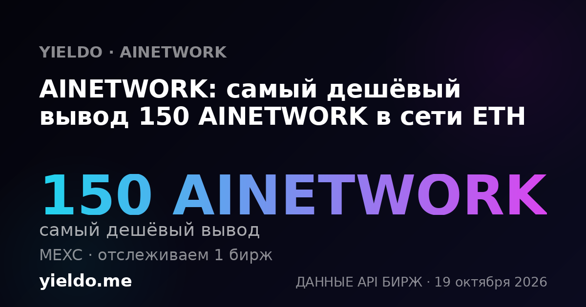 AINETWORK: самый дешёвый вывод 150 AINETWORK в сети ETH