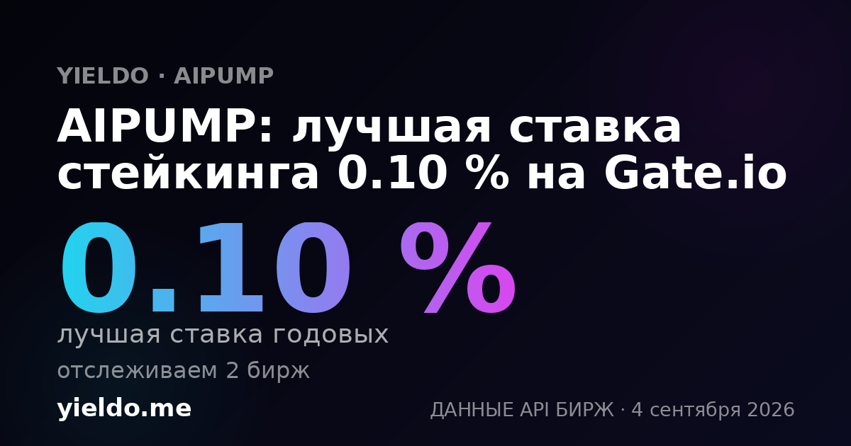 AIPUMP: лучшая ставка стейкинга 0.10 % на Gate.io