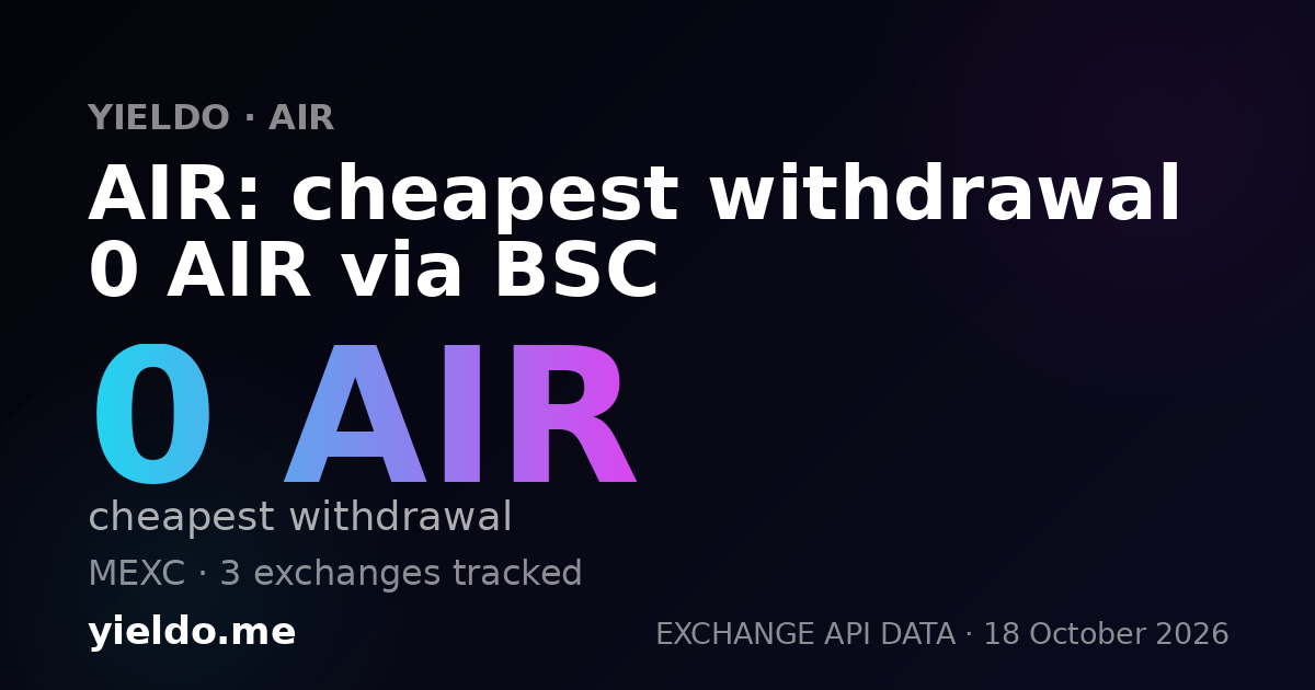 AIR: cheapest withdrawal 0 AIR via BSC
