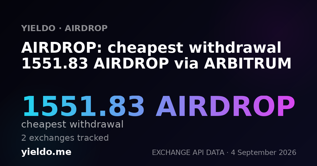 AIRDROP: cheapest withdrawal 1551.83 AIRDROP via ARBITRUM