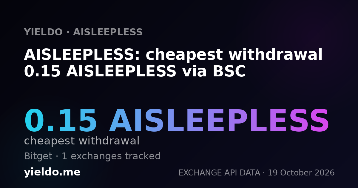 AISLEEPLESS: cheapest withdrawal 0.15 AISLEEPLESS via BSC