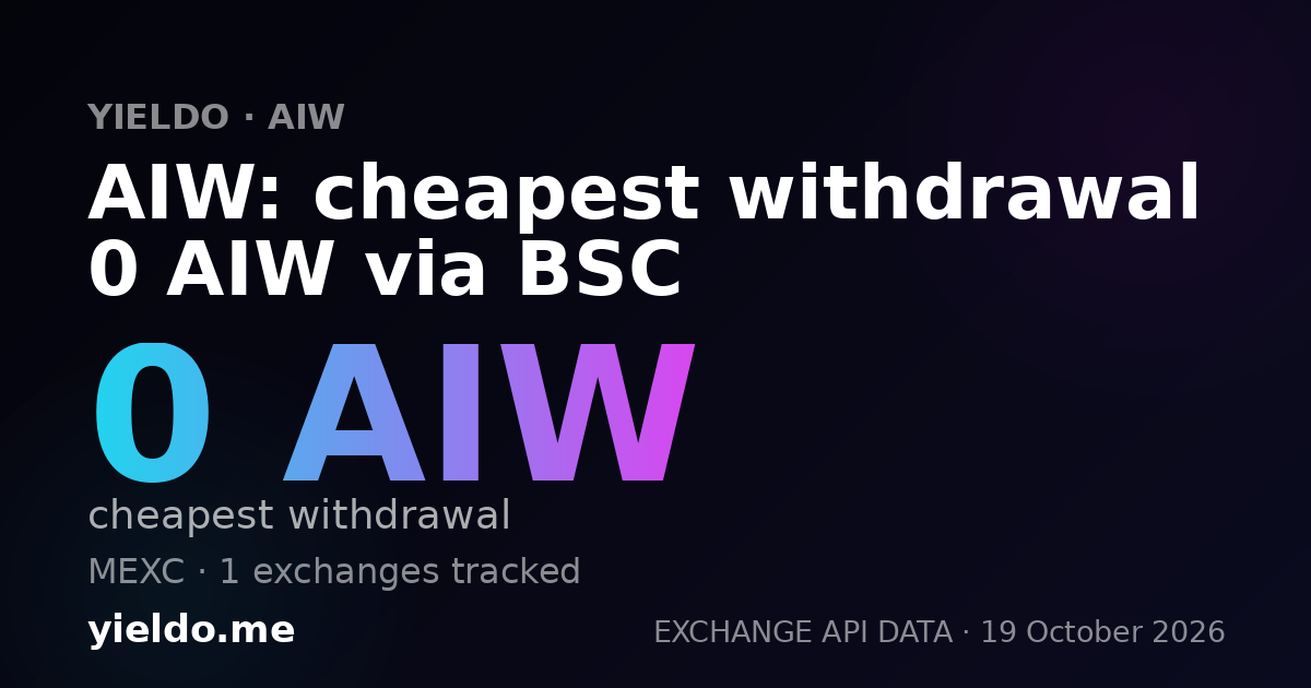 AIW: cheapest withdrawal 0 AIW via BSC