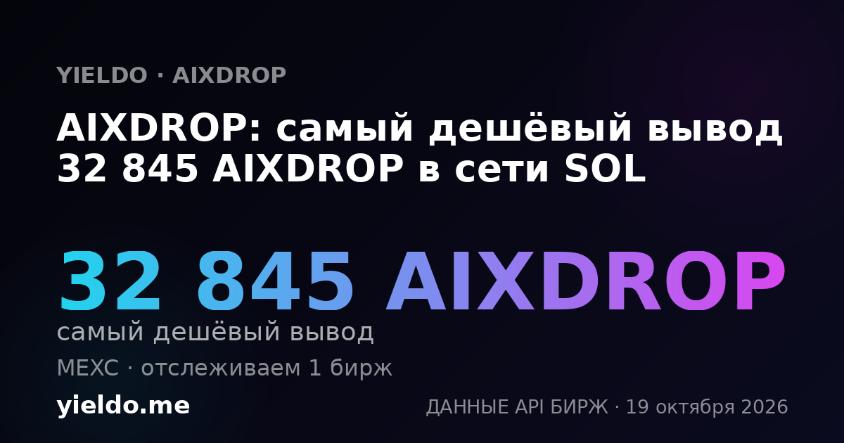 AIXDROP: самый дешёвый вывод 32 845 AIXDROP в сети SOL