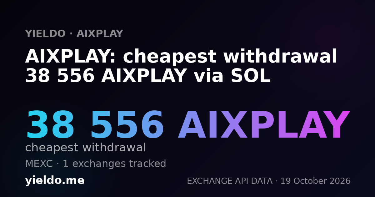 AIXPLAY: cheapest withdrawal 38 556 AIXPLAY via SOL