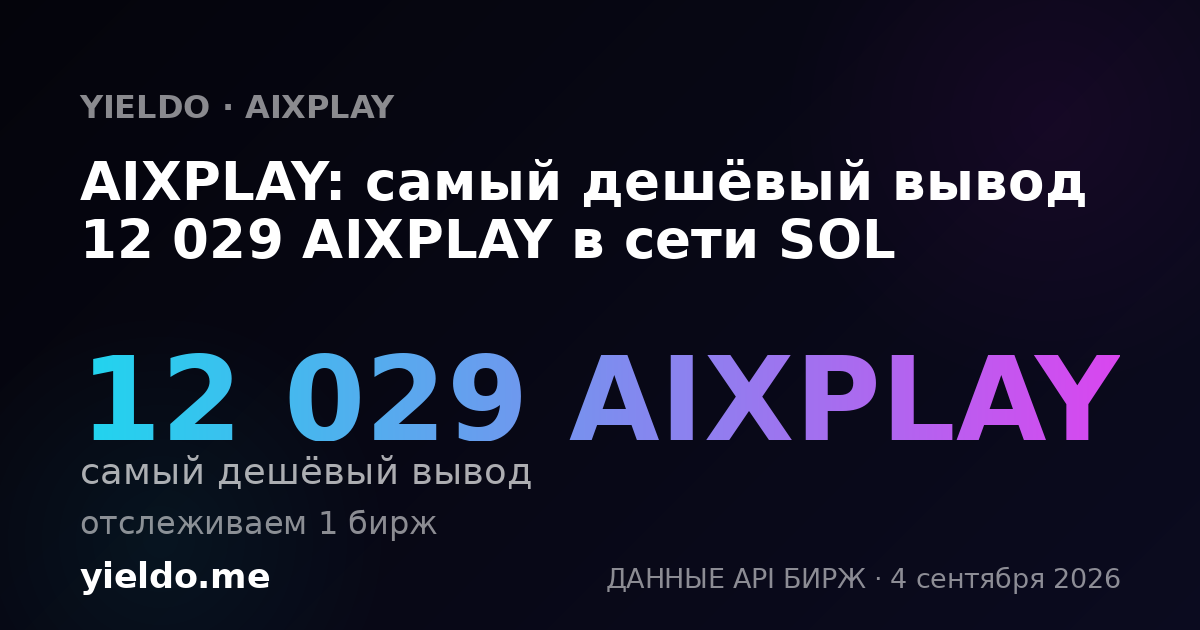 AIXPLAY: самый дешёвый вывод 12 020 AIXPLAY в сети SOL
