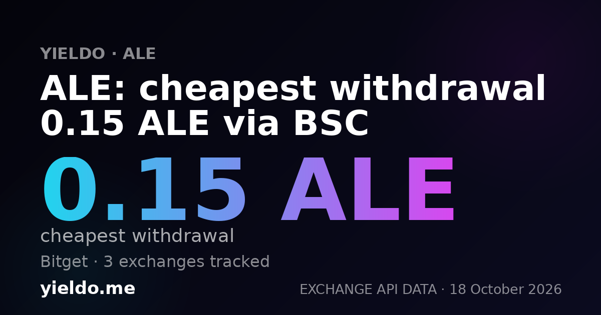 ALE: cheapest withdrawal 0.15 ALE via BSC