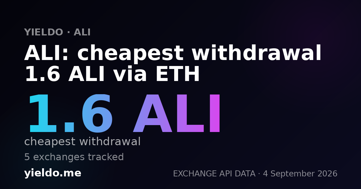 ALI: cheapest withdrawal 1.6 ALI via ETH