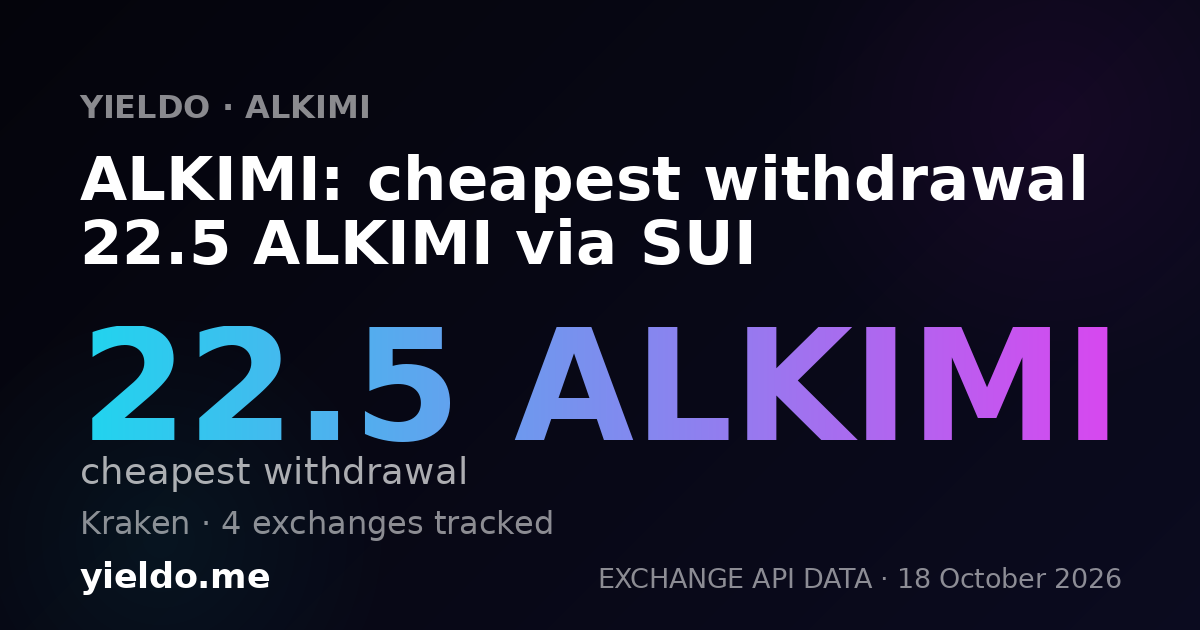 ALKIMI: cheapest withdrawal 22.5 ALKIMI via SUI