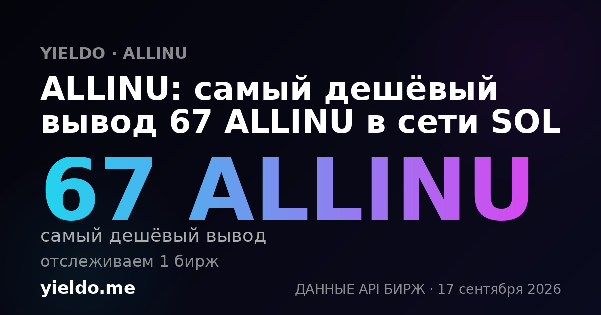 ALLINU: самый дешёвый вывод 78 ALLINU в сети SOL