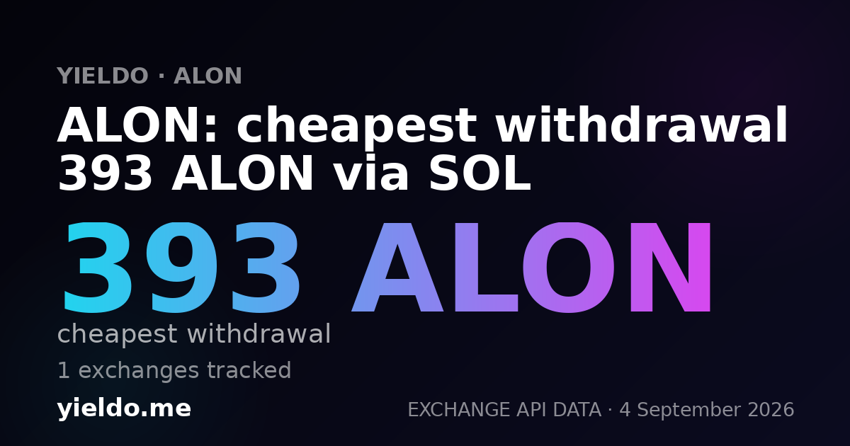 ALON: cheapest withdrawal 391 ALON via SOL