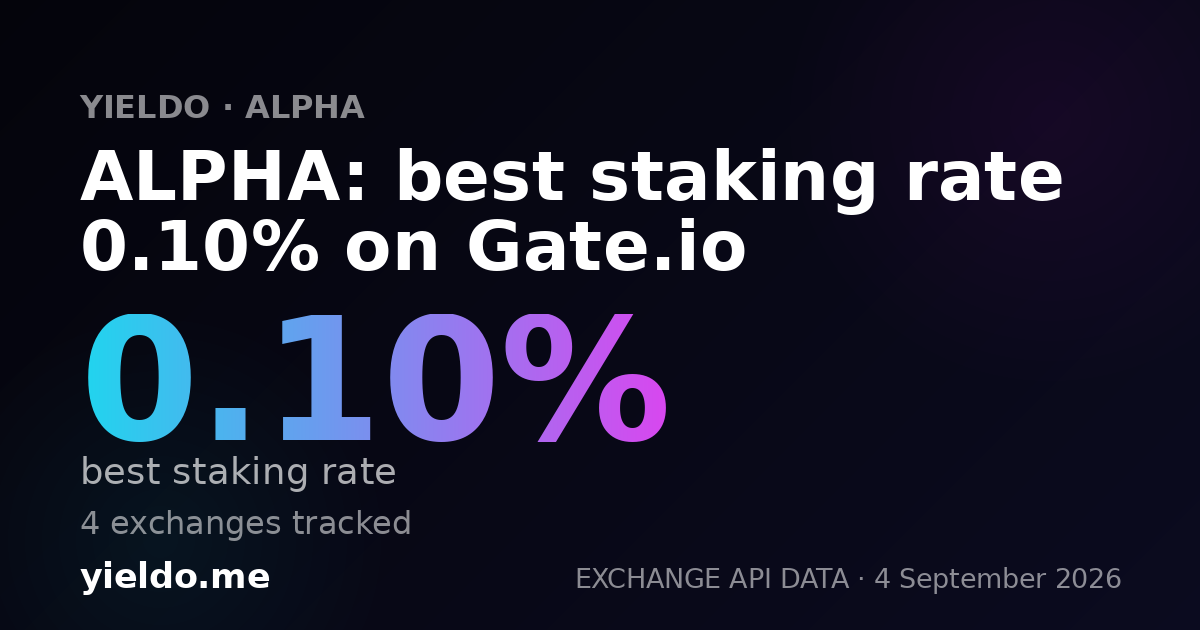 ALPHA: best staking rate 0.10% on Gate.io