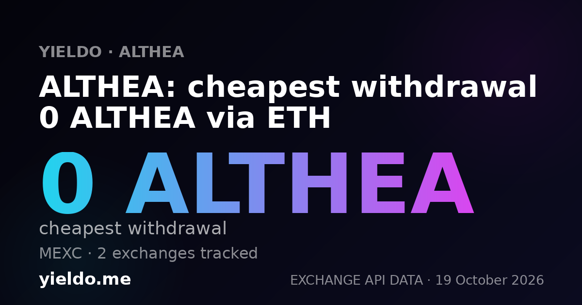 ALTHEA: cheapest withdrawal 0 ALTHEA via ETH
