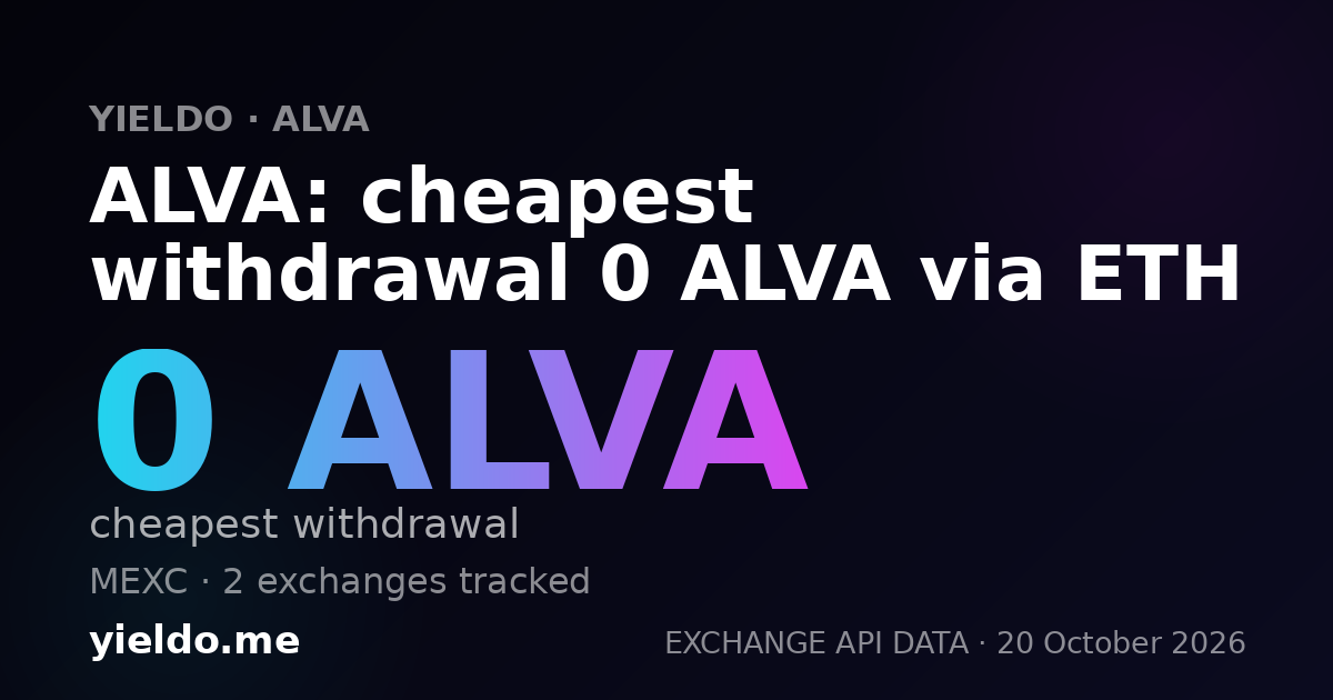 ALVA: cheapest withdrawal 0 ALVA via ETH