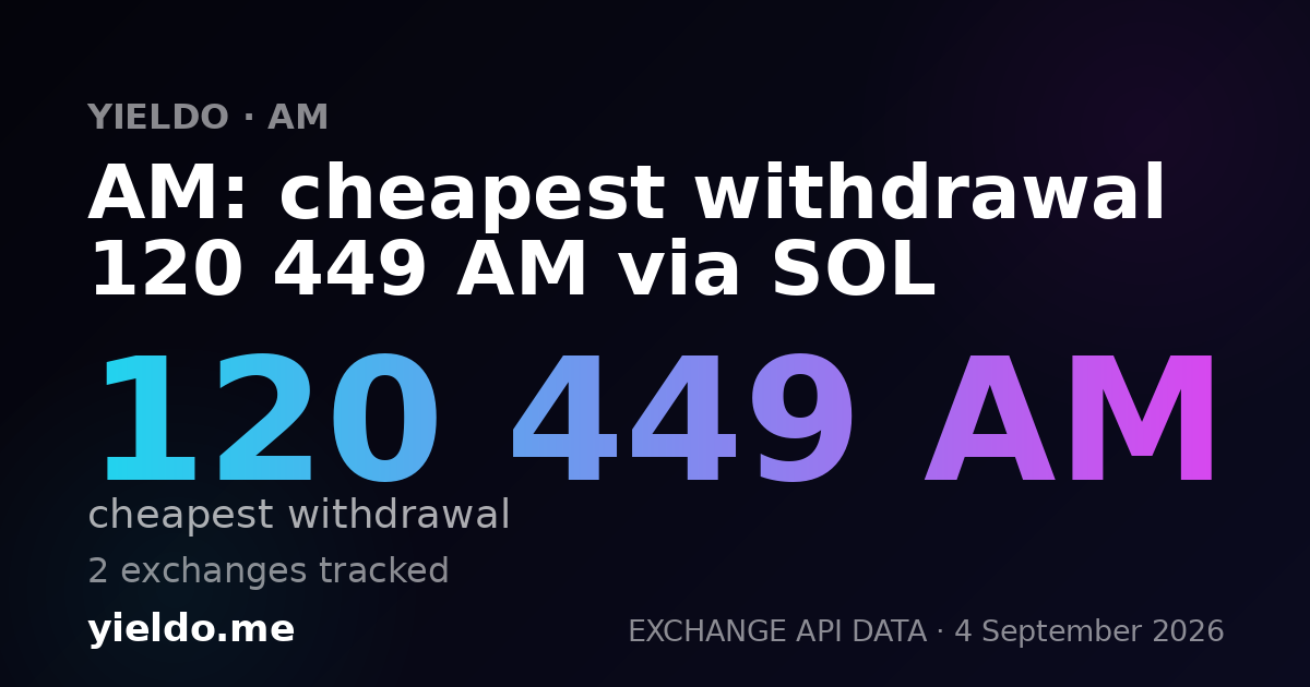 AM: cheapest withdrawal 120 449 AM via SOL
