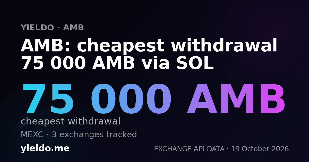 AMB: cheapest withdrawal 75 000 AMB via SOL