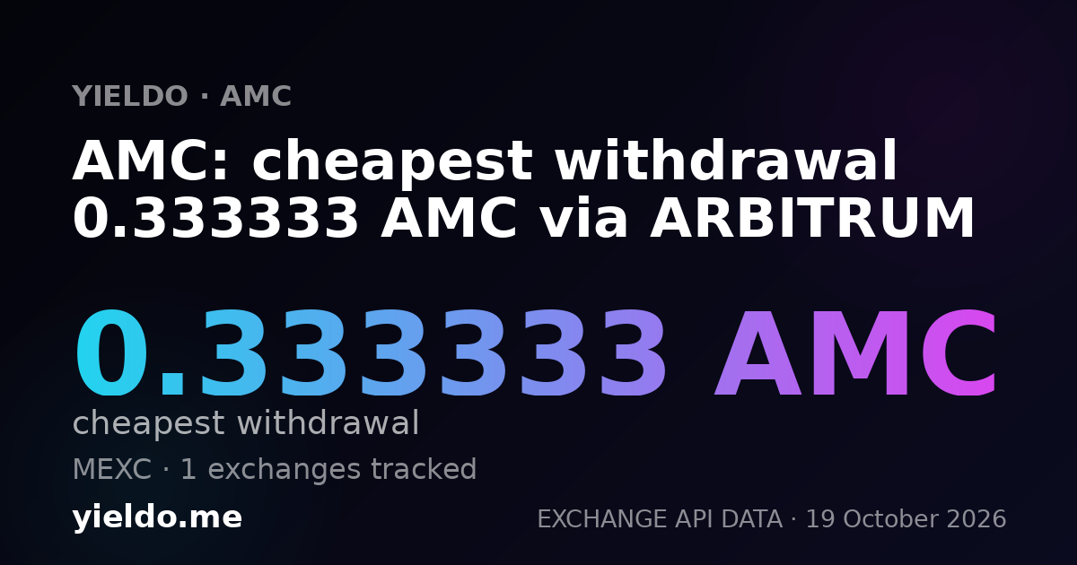 AMC: cheapest withdrawal 0.333333 AMC via ARBITRUM