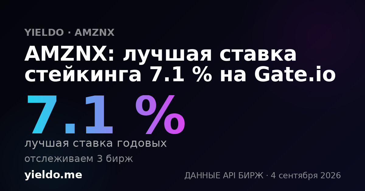 AMZNX: лучшая ставка стейкинга 7.1 % на Gate.io