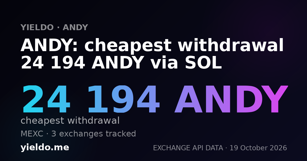 ANDY: cheapest withdrawal 24 194 ANDY via SOL