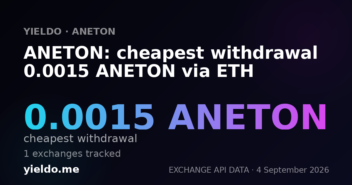 ANETON: cheapest withdrawal 0.0015 ANETON via ETH