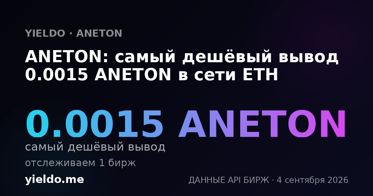 ANETON: самый дешёвый вывод 0.0015 ANETON в сети ETH
