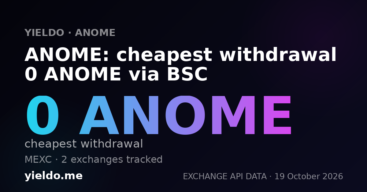 ANOME: cheapest withdrawal 0 ANOME via BSC