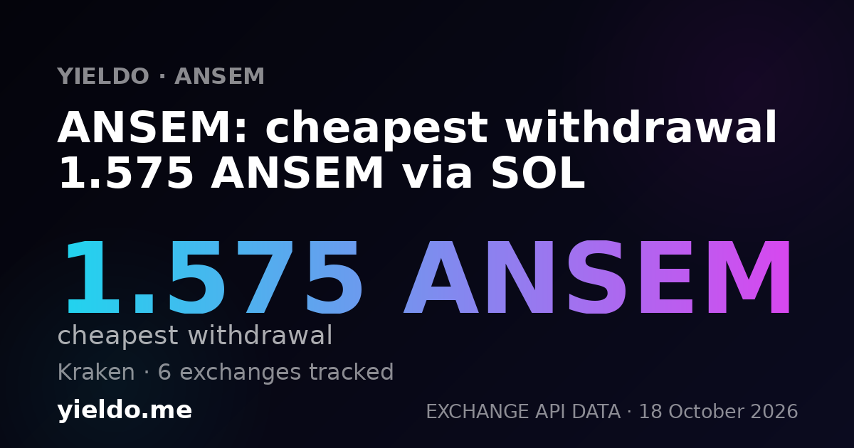 ANSEM: cheapest withdrawal 1.569 ANSEM via SOL